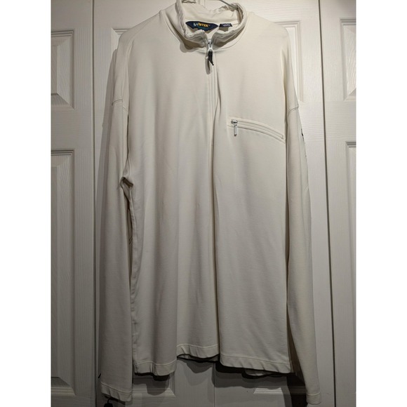 Eddie Bauer EBTEK Pullover Mens XLT‎ White Quarter Zip Mock Neck Chest Pocket - Picture 2 of 16